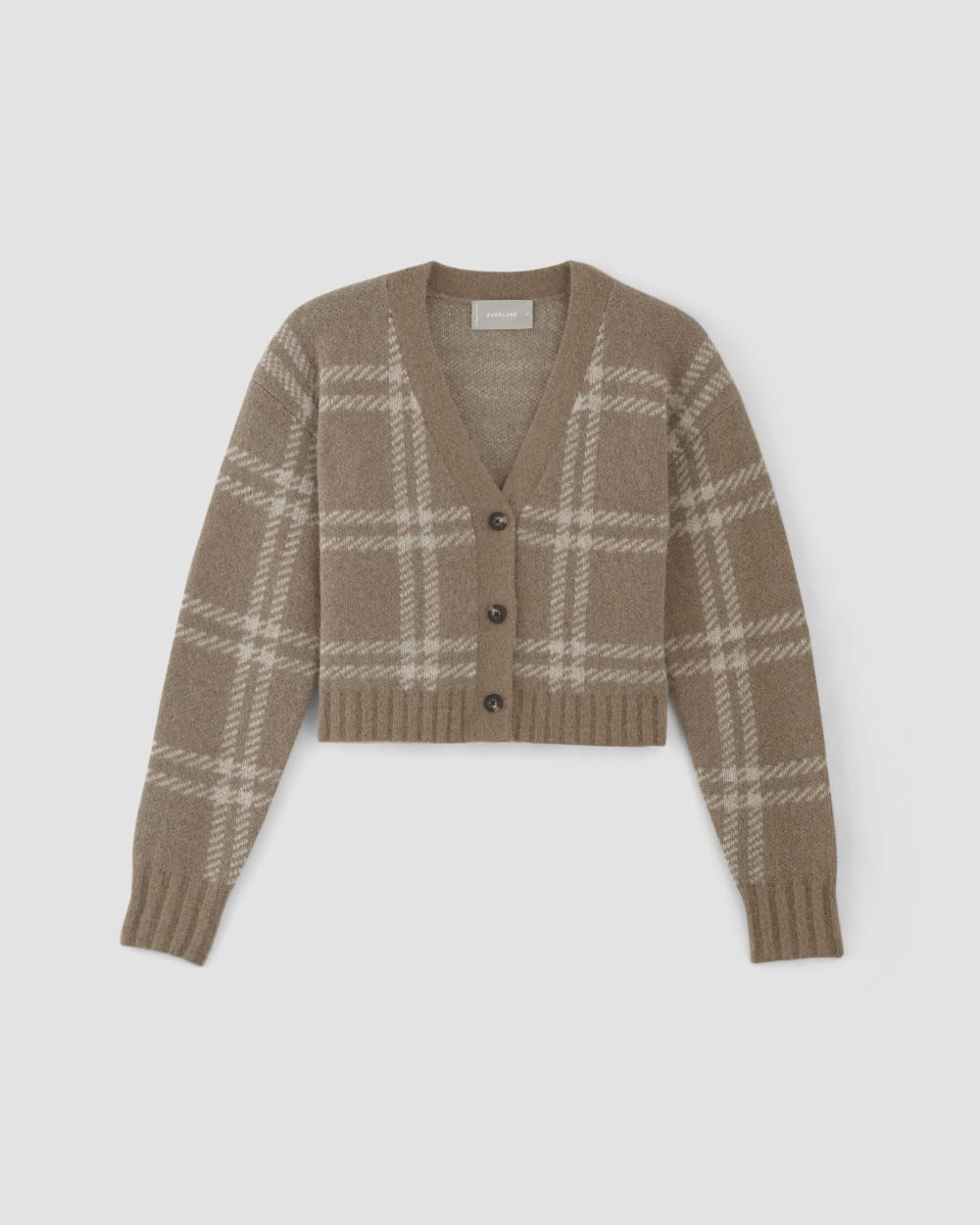 The Alpaca V-Neck Cropped Cardigan | Wheat / Lightest Taupe