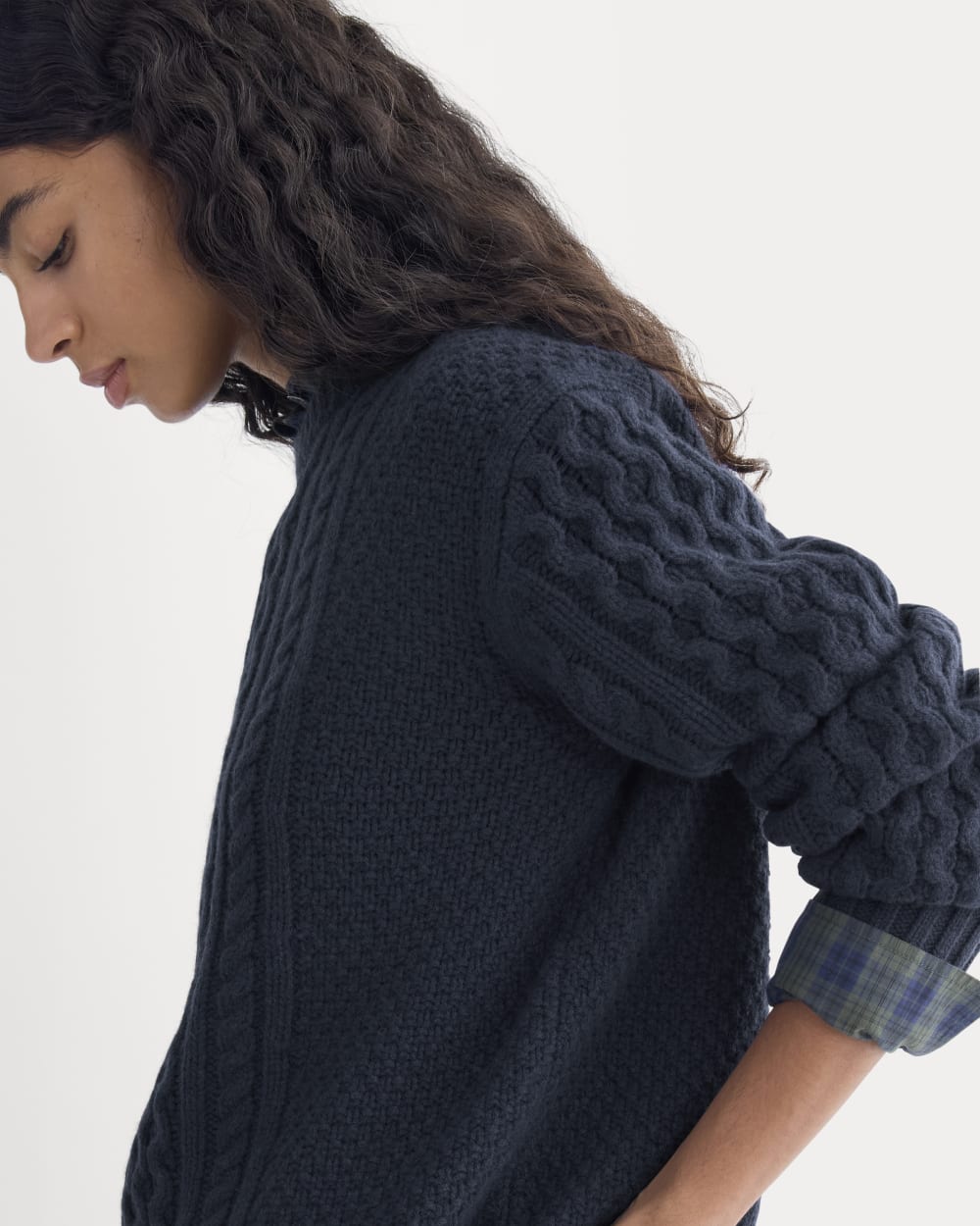 Cable Sweater in Luxe Merino | Navy