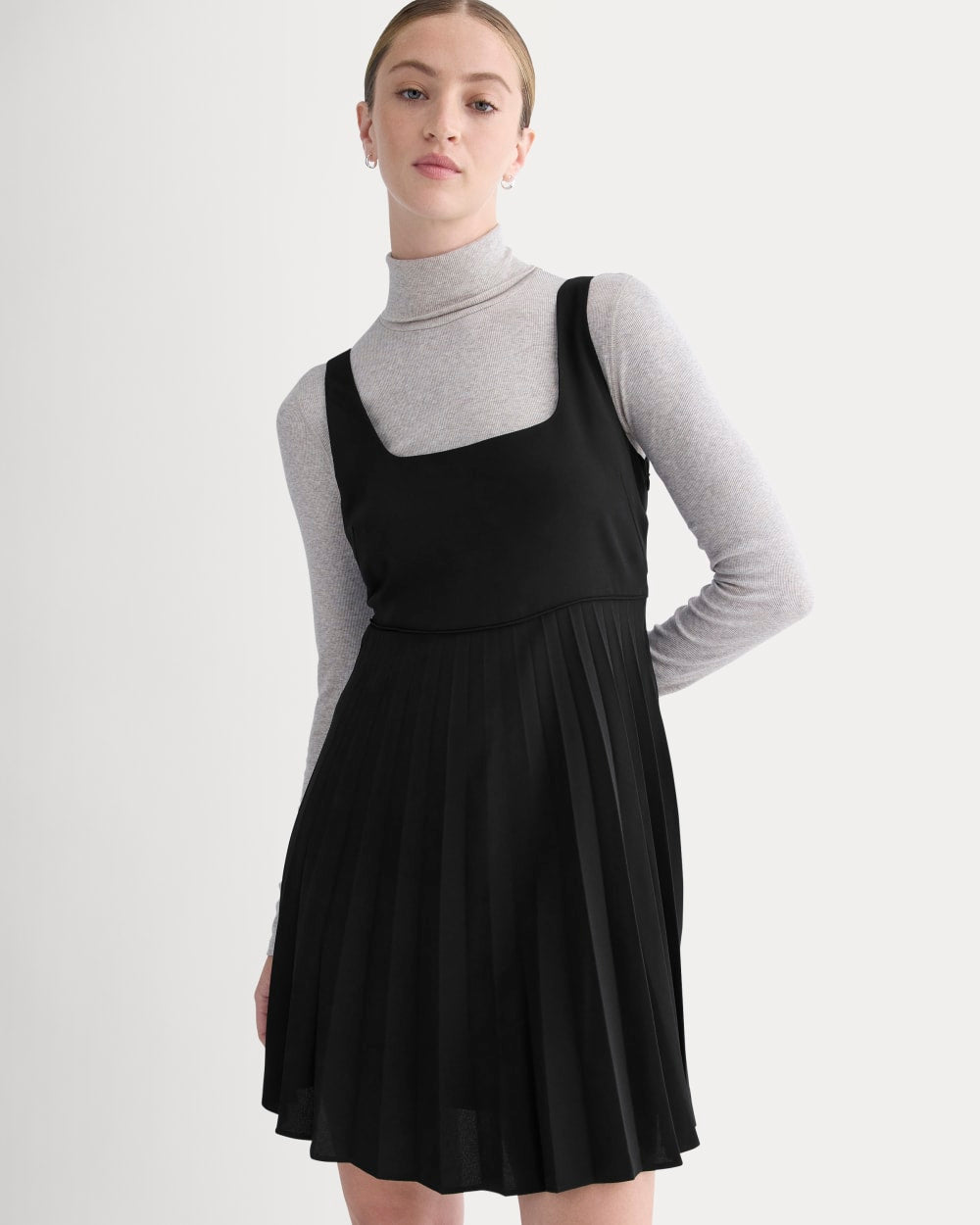 Drapey Crepe Mini Dress | Black