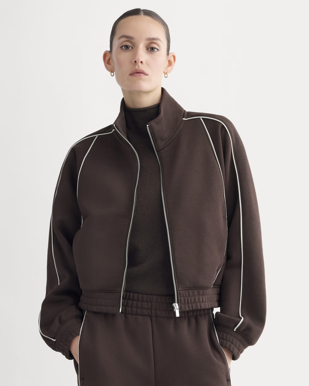 Luxe Fleece Track Jacket | Dark Chocolate