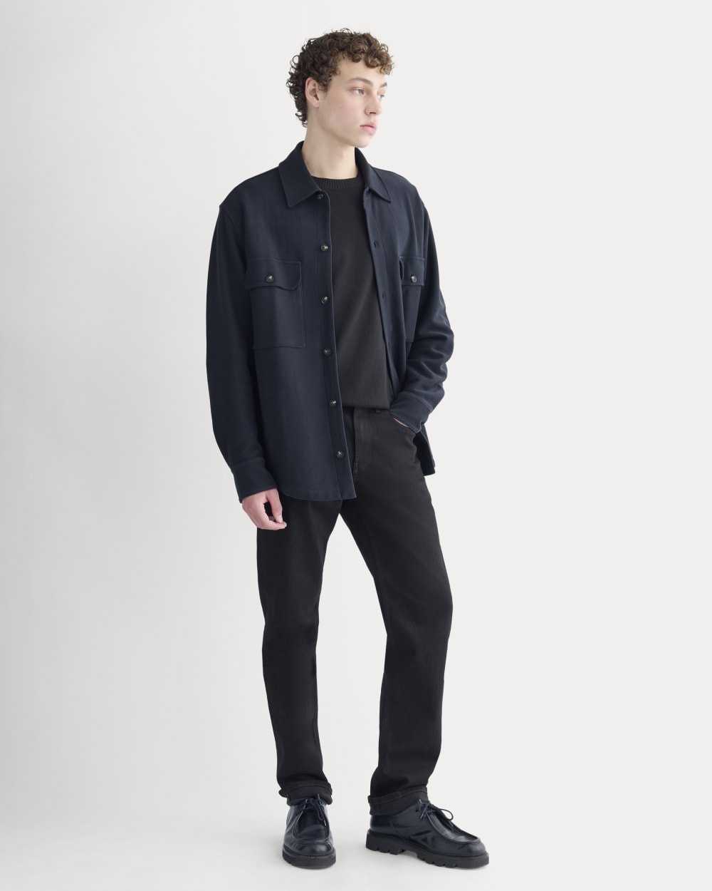 Relaxed Knit Utility Shirt | Navy