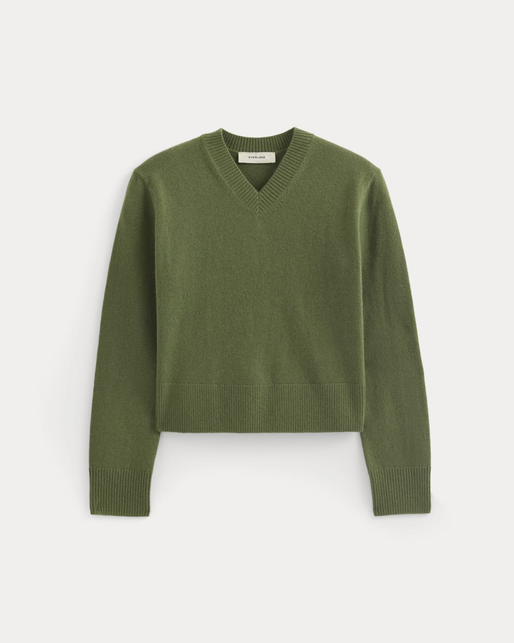 Cashmere Cropped High-V Sweater | Forest Green