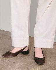 The Ballet Slingback Heel | Deep Brown Satin