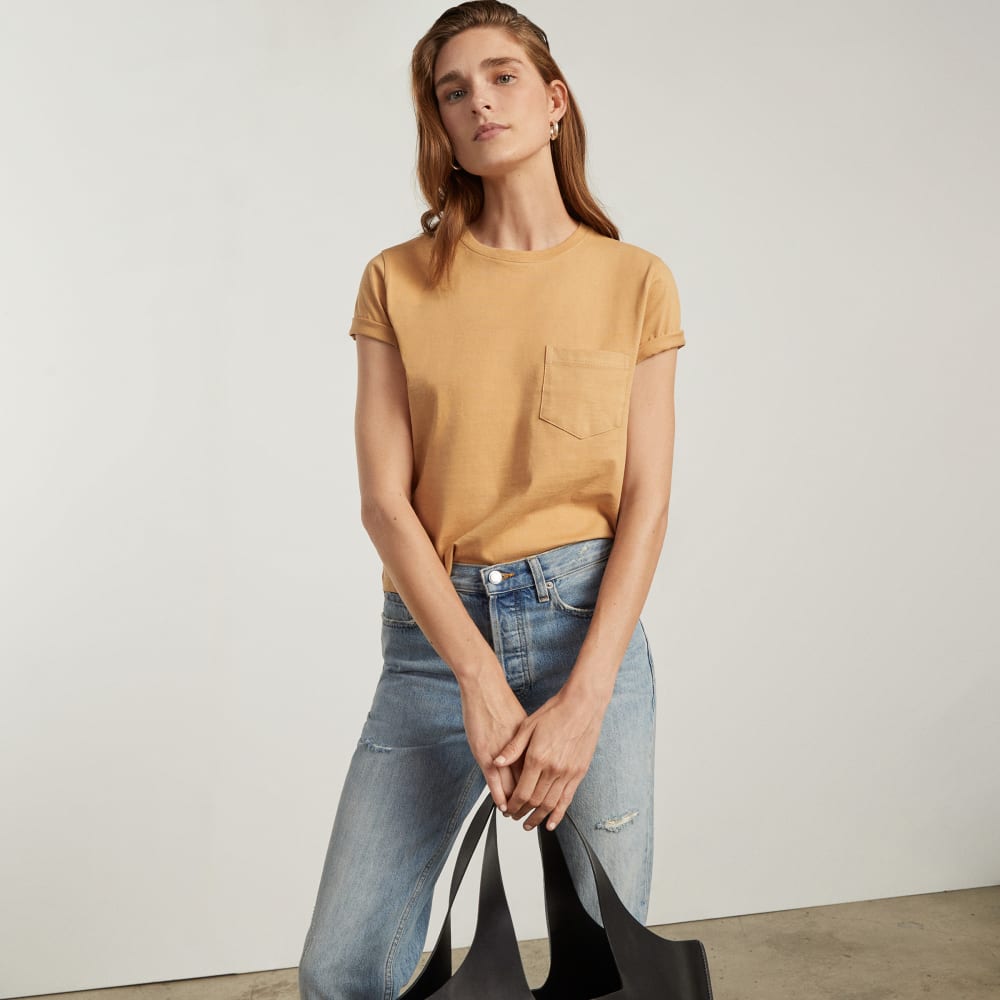 The Box-Cut Tee in Essential Cotton | Iced Coffee | Pocket