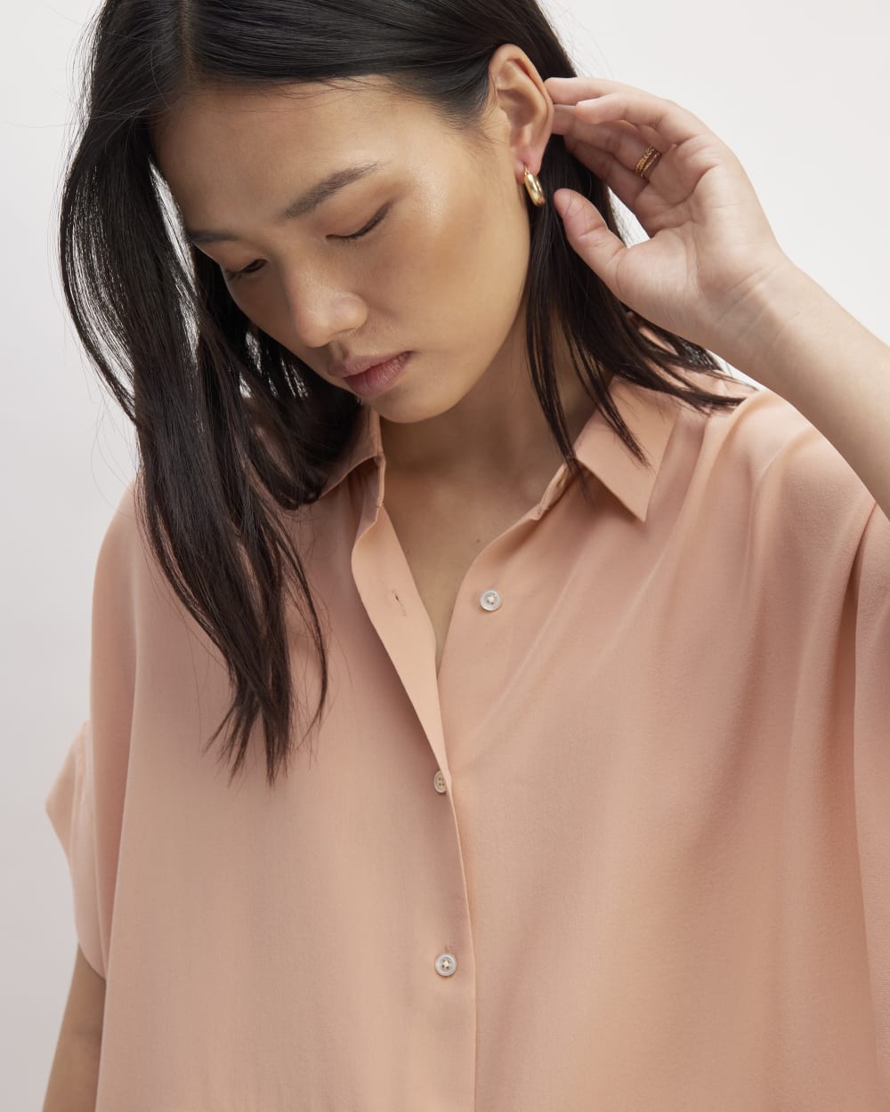The Boxy Shirt in Washable Silk | Blush Pink