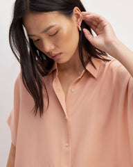 The Boxy Shirt in Washable Silk | Blush Pink