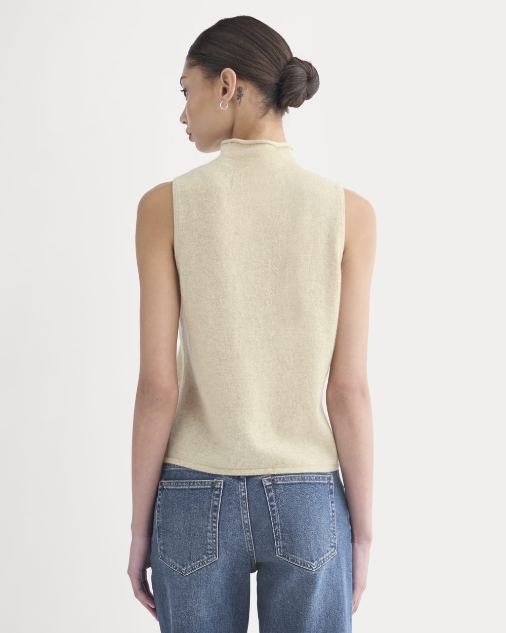 Cashmere Funnel-Neck Tank | Heather Light Camel