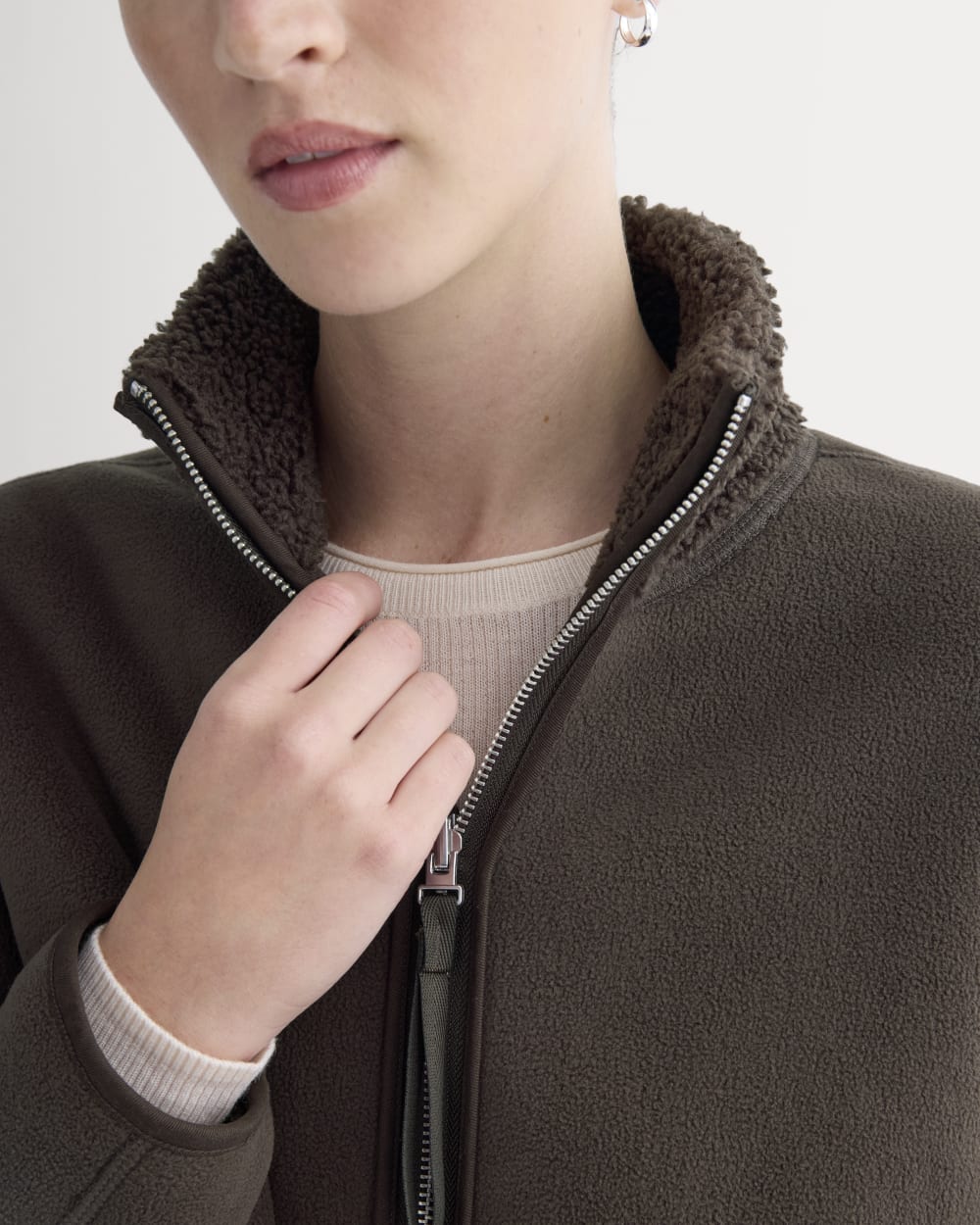Reversible Teddy Half-Zip Pullover | Coffee Bean