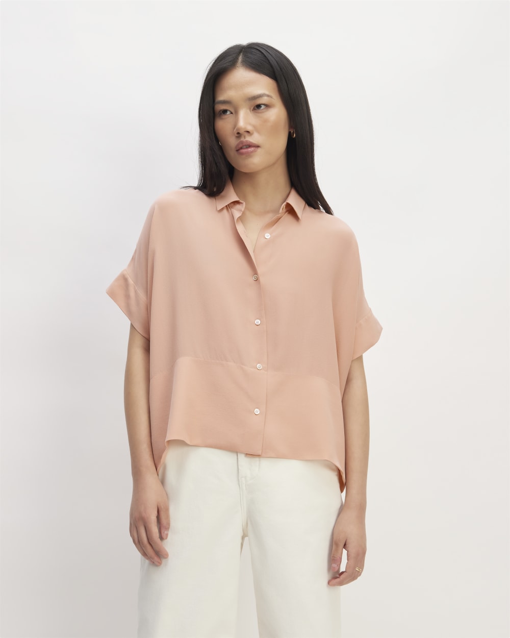 The Boxy Shirt in Washable Silk | Blush Pink