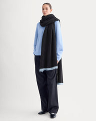 Plush Alpaca Scarf | Black/ Skyway