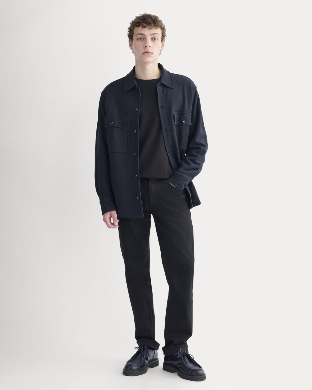 Relaxed Knit Utility Shirt | Navy