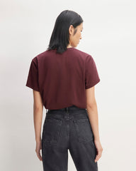 The Box-Cut Tee in Essential Cotton | Burgundy | No Pocket
