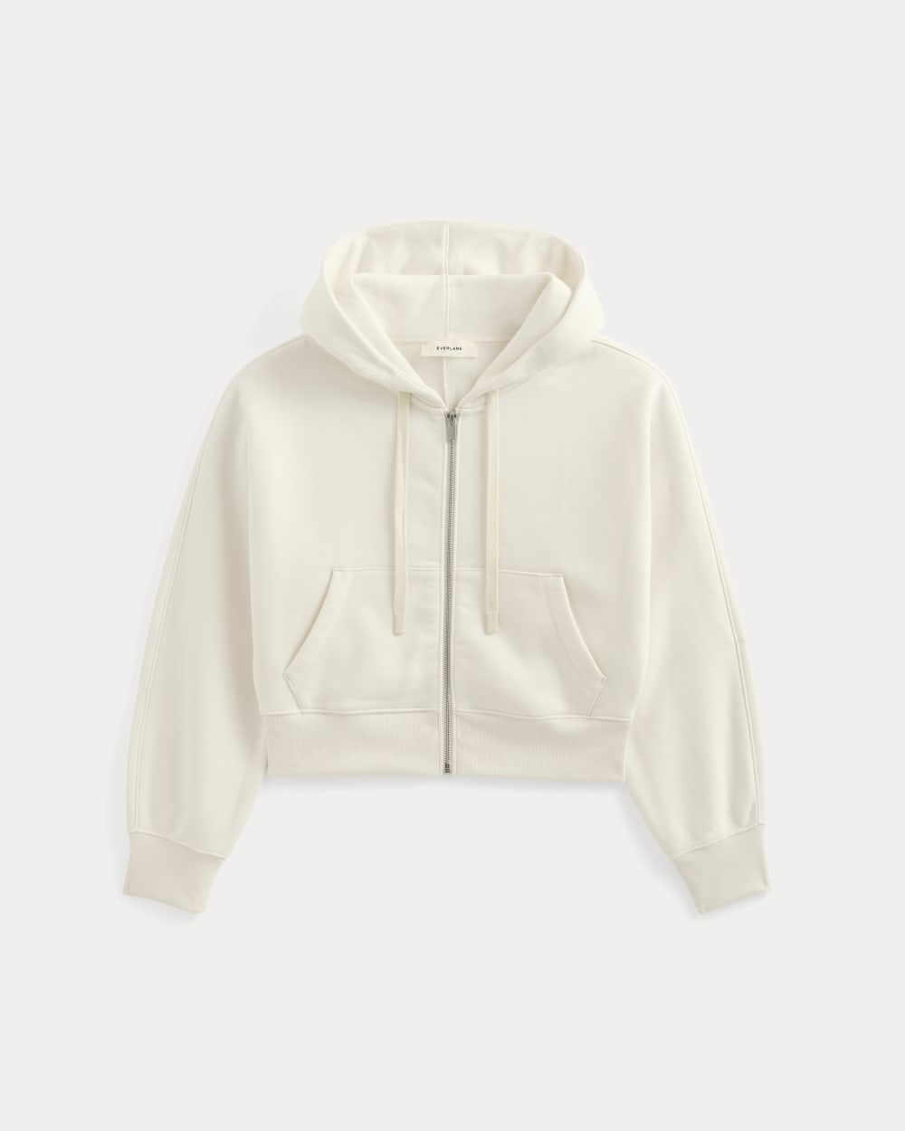Luxe Fleece Full-Zip Cropped Hoodie | Bone