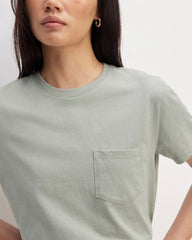 The Box-Cut Tee in Essential Cotton | Sage Green | Pocket