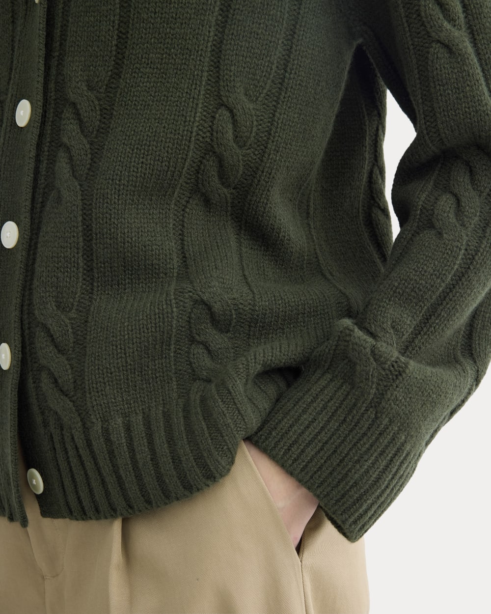 Cable Cardigan in Extrafine Luxe Merino | Dark Forest