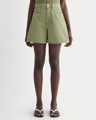 The A-Line Denim Short | Neutral Oil Green