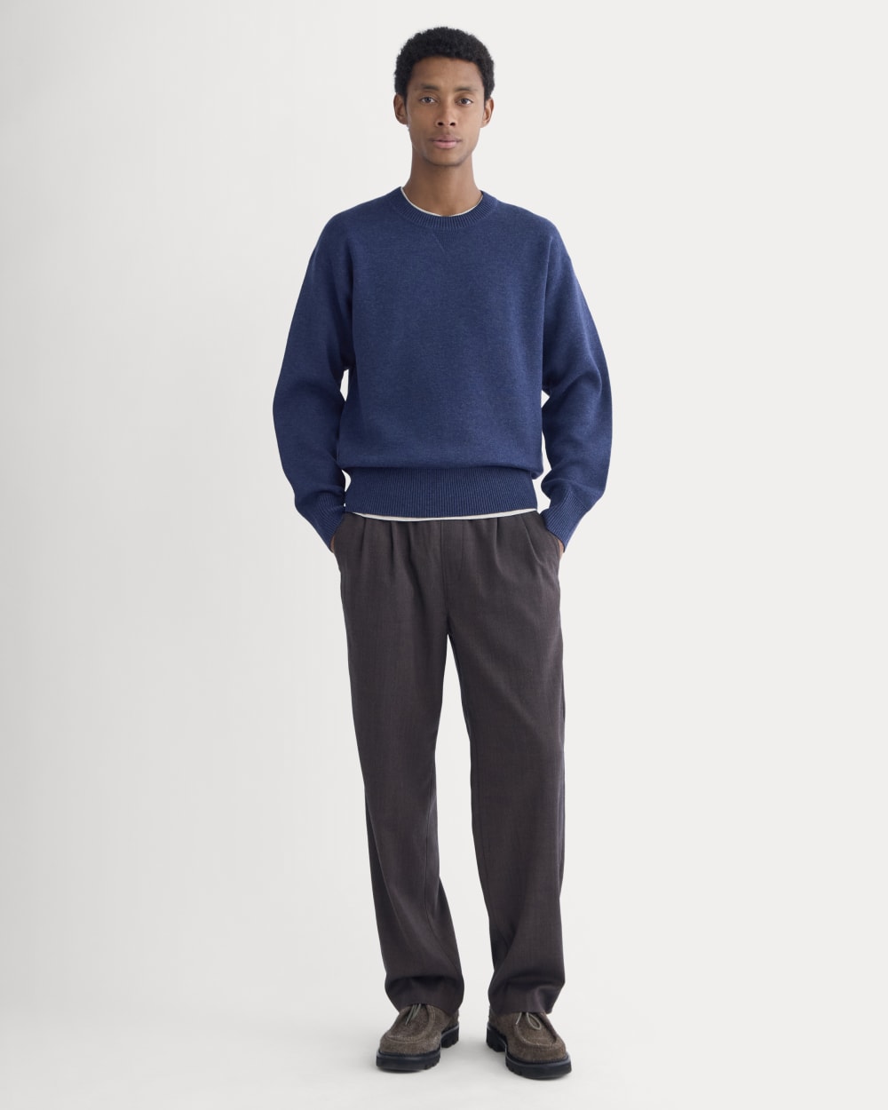 Pleated Trouser in Tailor Twill | Heathered Fudge
