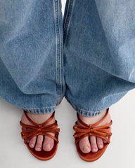 The Bow Sandal | Deep Amber Satin
