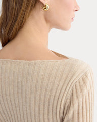 Cashmere Ribbed Boat-Neck Sweater | Heather Light Camel