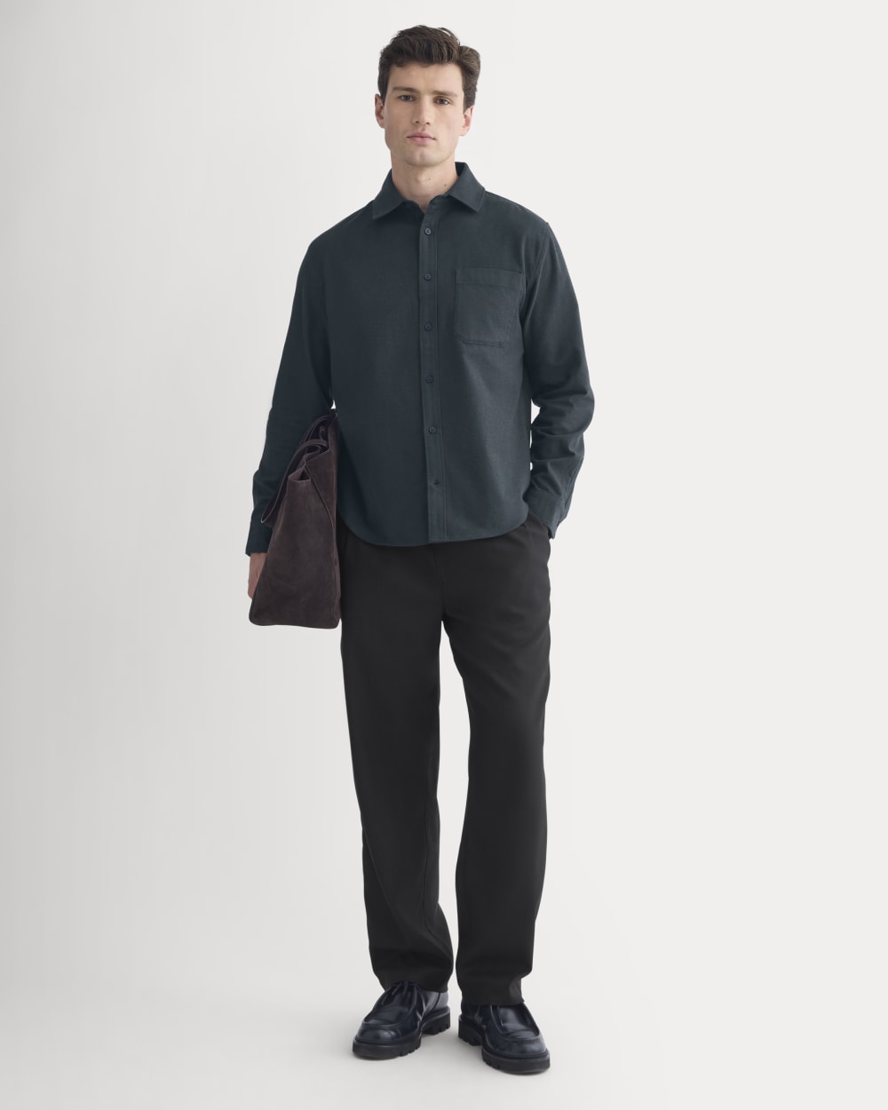 Brushed Flannel Shirt | Heathered Navy