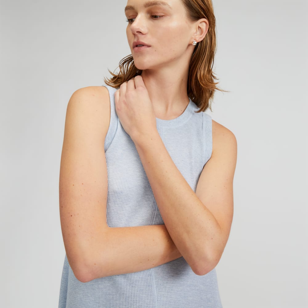 The  Organic Cotton Waffle Tank Dress | Heathered Periwinkle