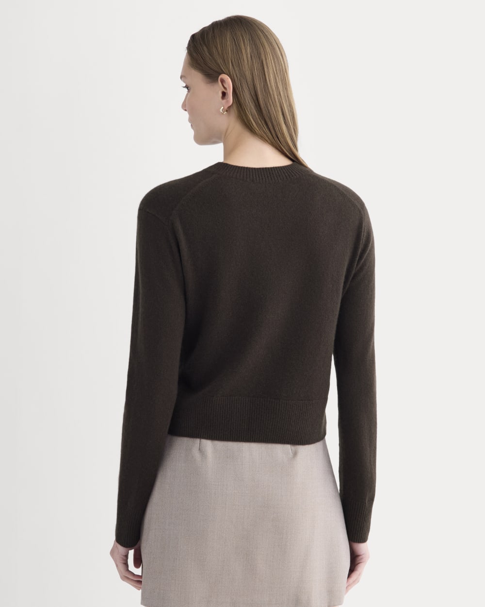 Cashmere Cropped High-V Sweater | Dark Chocolate