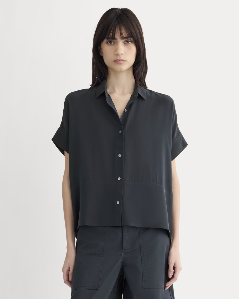 The Boxy Shirt in Washable Silk | Navy