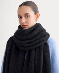 Plush Alpaca Scarf | Black/ Skyway