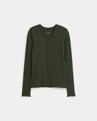 Sheer V-Neck Cardigan in Butterluxe | Dark Green