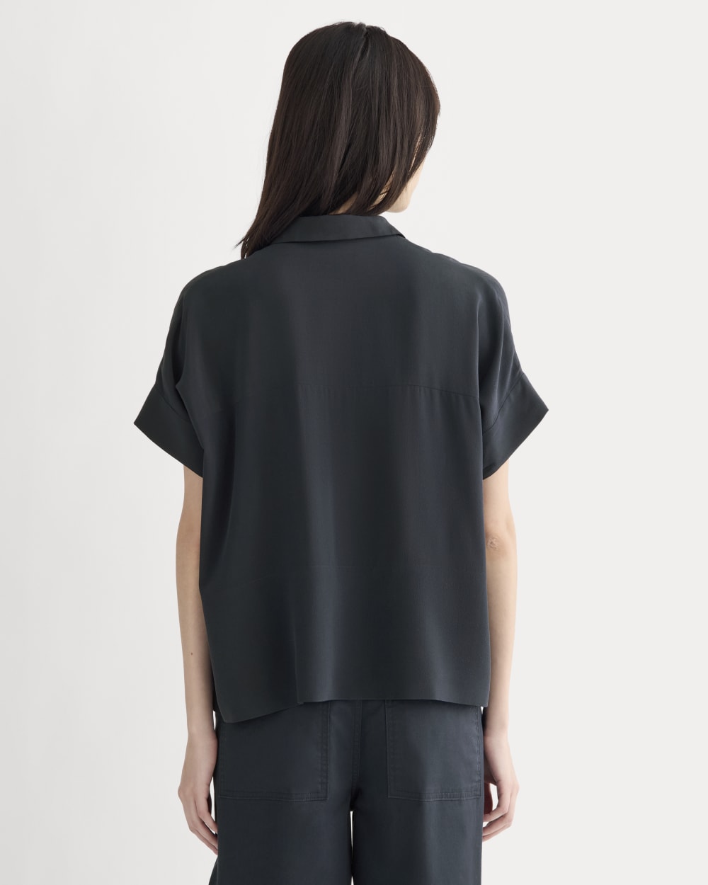 The Boxy Shirt in Washable Silk | Navy