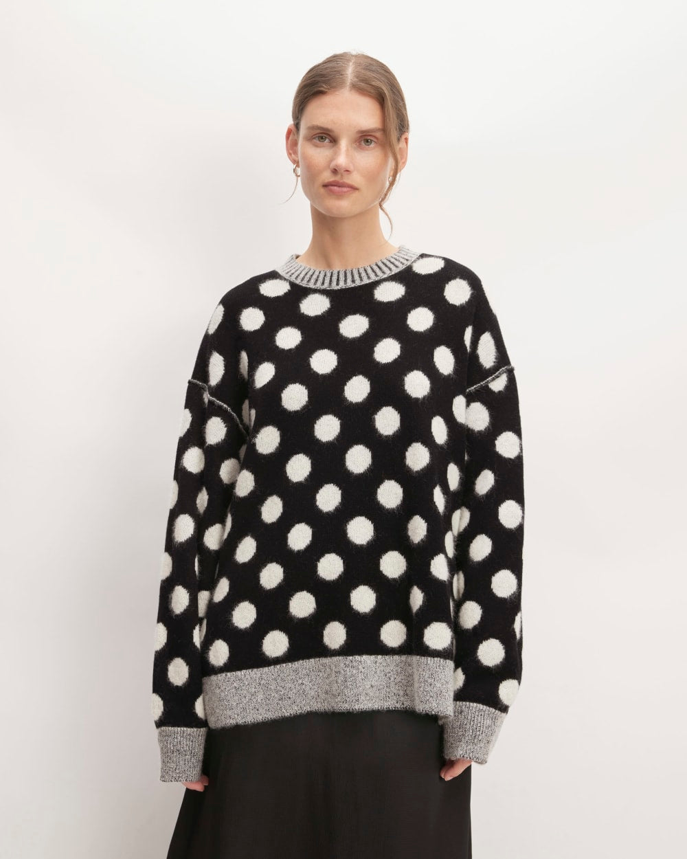 The Alpaca Polka Dot Oversized Crew | Black / Snow Polka Dot