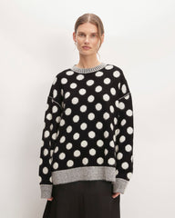 The Alpaca Polka Dot Oversized Crew | Black / Snow Polka Dot