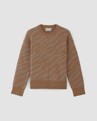 The Alpaca Tiger Jacquard Crewneck | Camel / Medium Brown