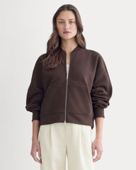 Luxe Fleece Bomber Jacket | Dark Chocolate