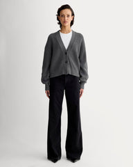 The Boxy Cardigan in Everyday Cotton | Heathered Charcoal