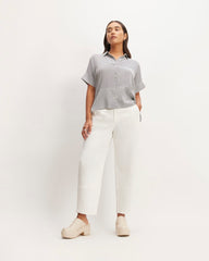 The Boxy Shirt in Washable Silk | Black / White