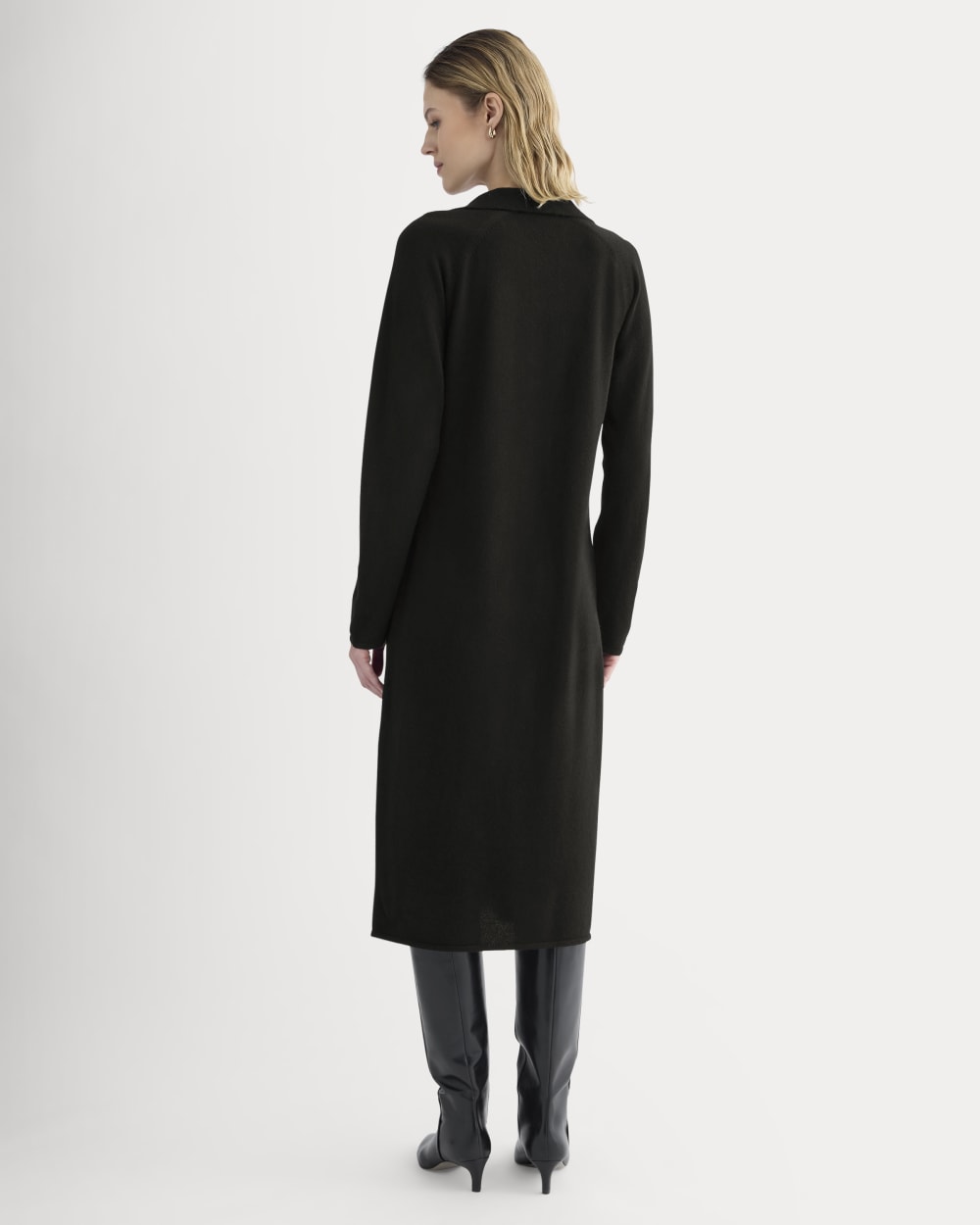 Cashmere Polo Midi Dress | Black