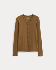 Sheer V-Neck Cardigan in Butterluxe | Toffee