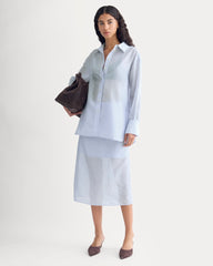 Oversized Shirt in Cotton-Silk Organza | Kentucky Blue