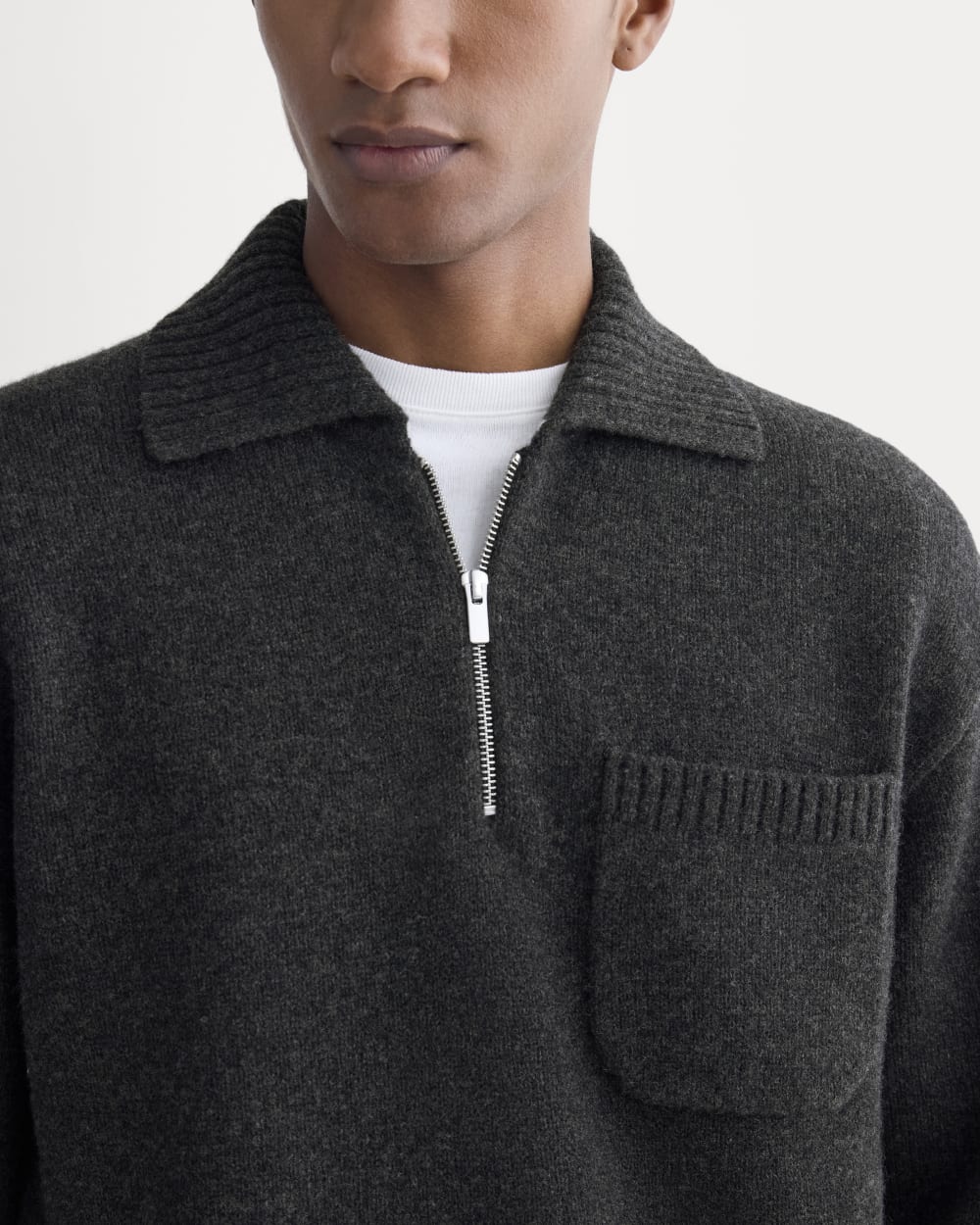 Luxe Merino Quarter-Zip Pullover | Heathered Black