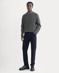 Cable Knit Crew in Luxe Merino | Heathered Soot