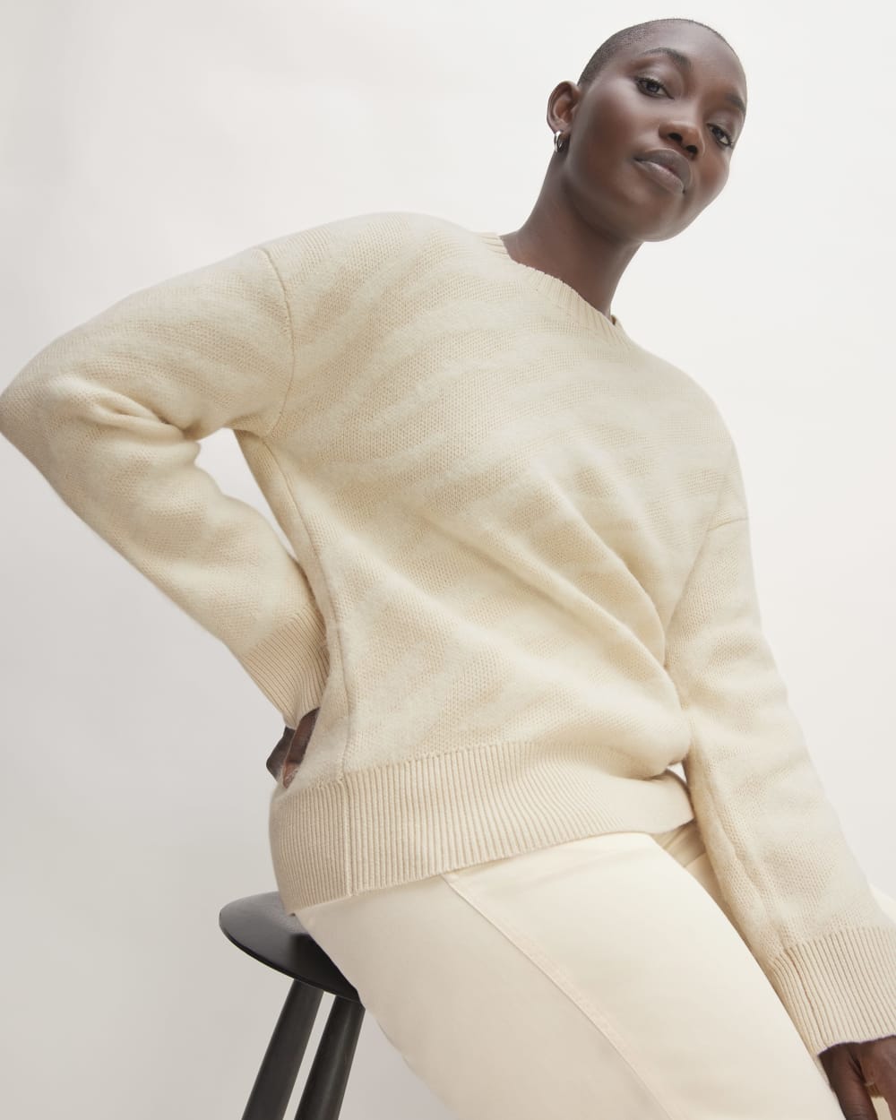 The Alpaca Tiger Jacquard Crewneck | Canvas / Snow