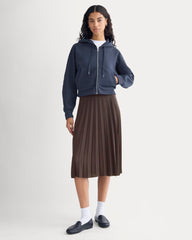 Luxe Fleece Full-Zip Cropped Hoodie | Navy