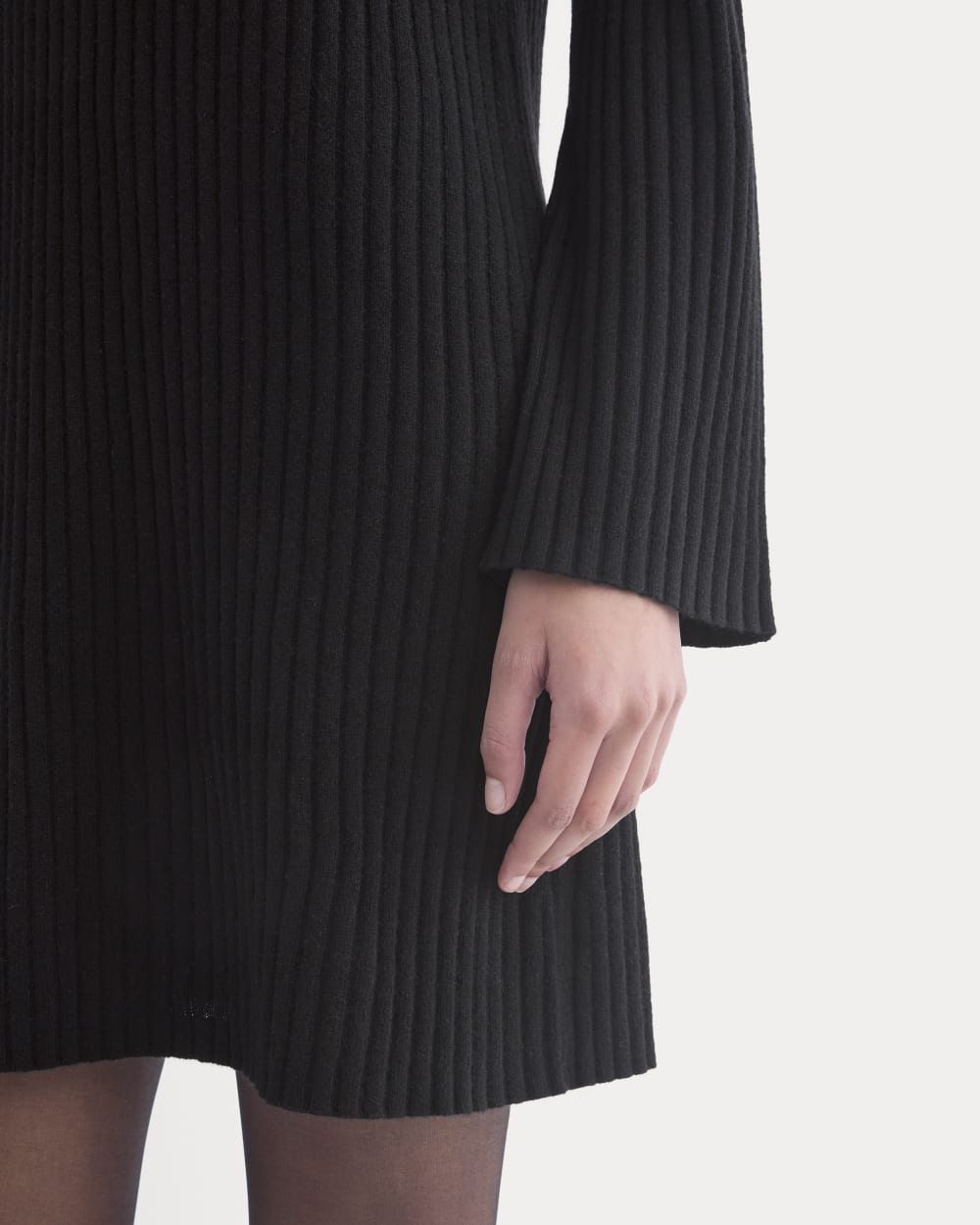 Cashmere Long-Sleeve Mini Dress | Black