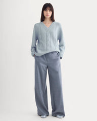 Cloud Cable V-Neck Sweater | Forever Blue