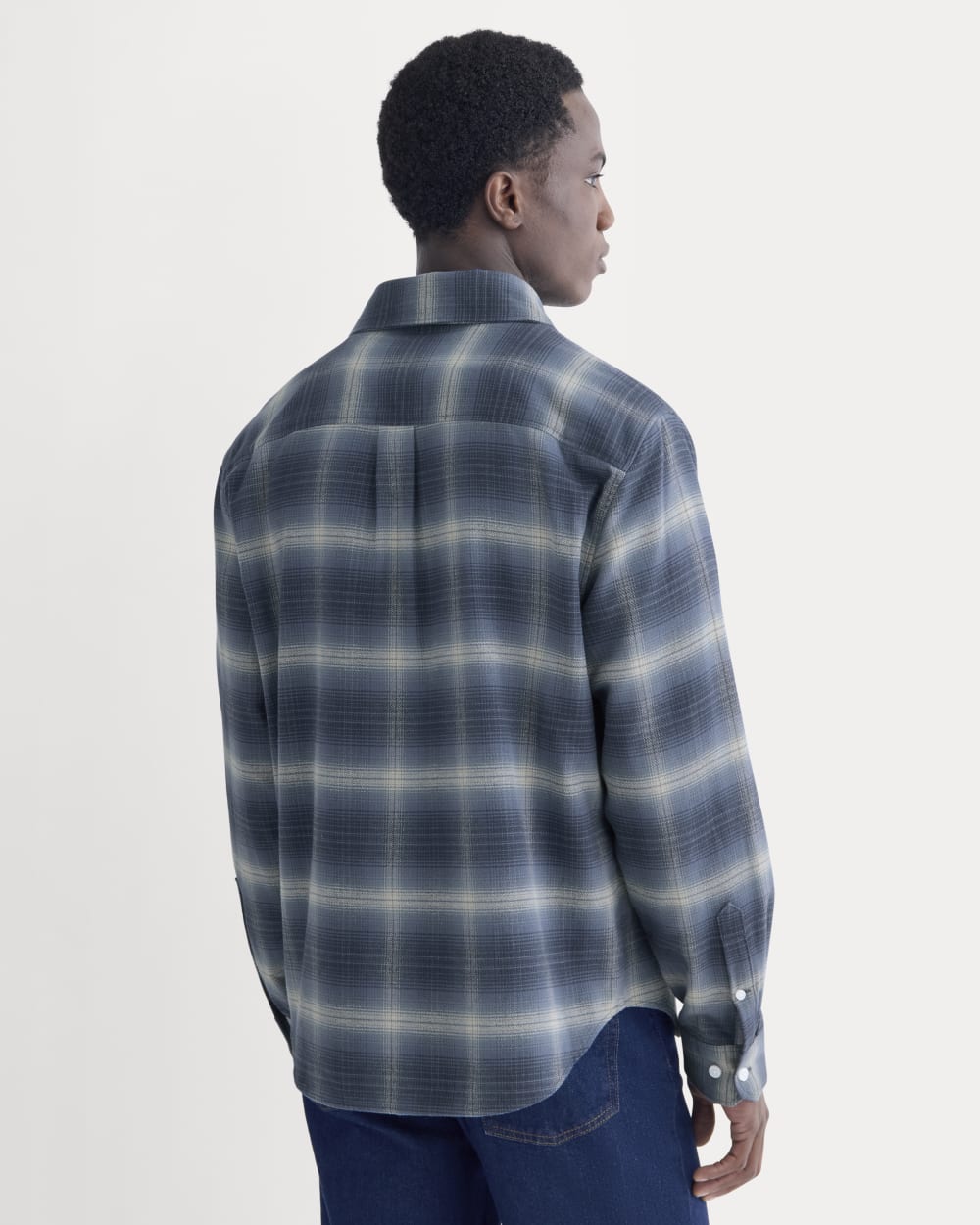 Brushed Flannel Shirt | Blue Ombre Plaid