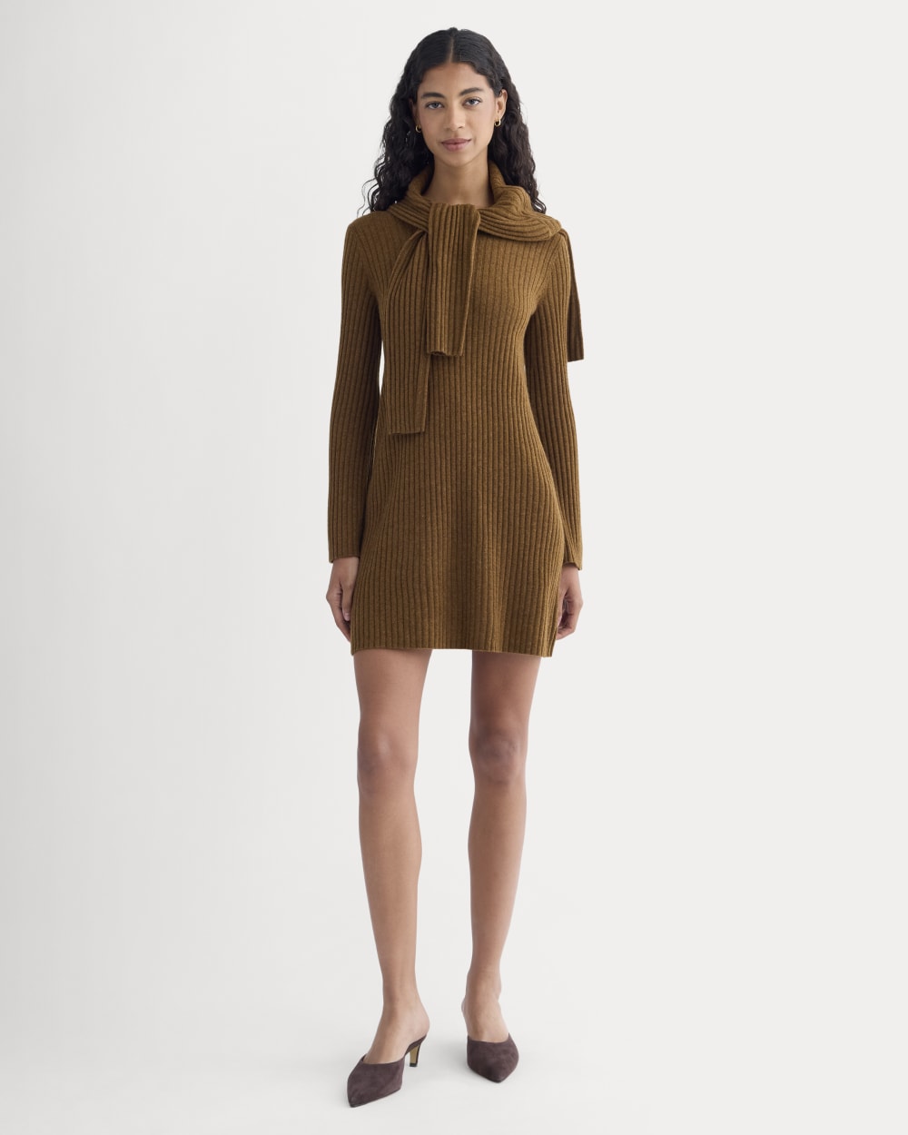 Cashmere Long-Sleeve Mini Dress | Heathered Toffee