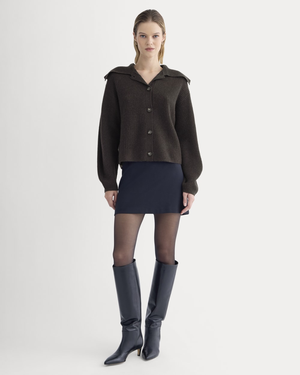 Fisherman Cardigan in Wool Cashmere | Americano Brown