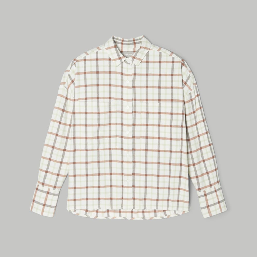 The Boxy Flannel | Seafoam / Tobacco Brown Plaid