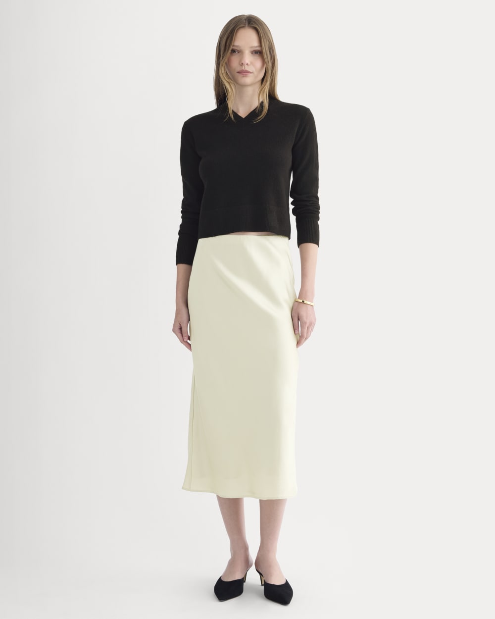 Slip Skirt in Silk Charmeuse | Bone